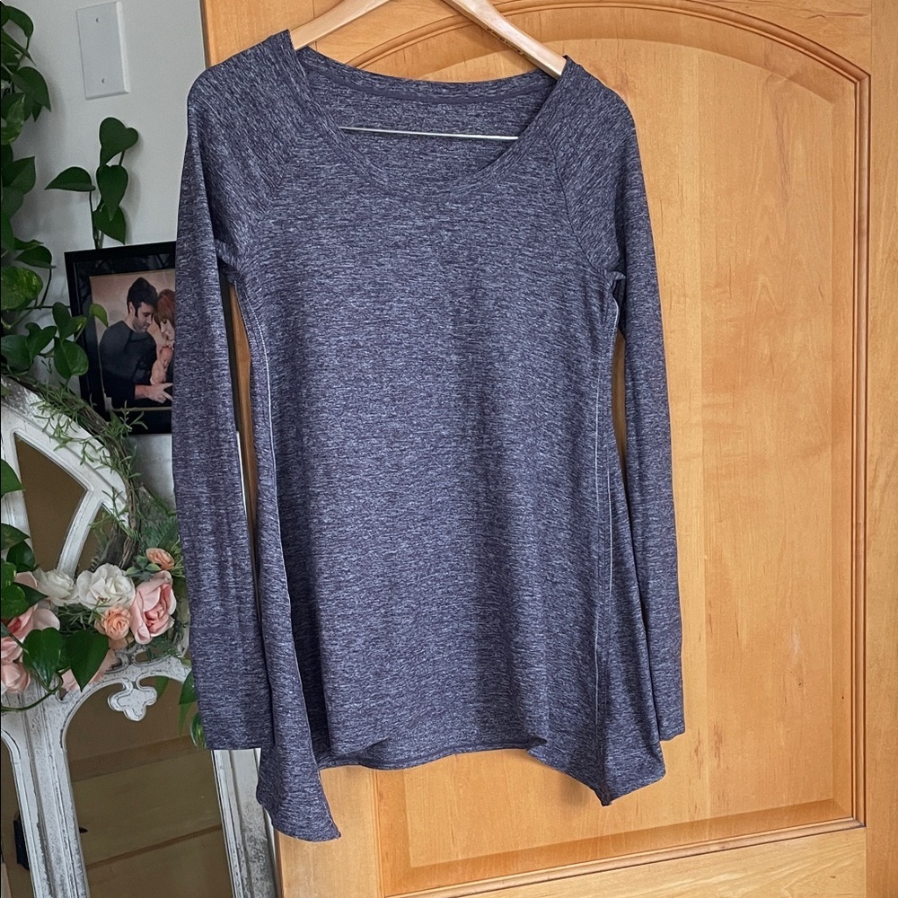 Lululemon Long Sleeve Bias Scoop Neck Women's Top Purple Gray Fits 6-8 Small 10